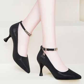 半高跟软皮女鞋女士瓢鞋中跟夏季真皮软底鞋女单鞋女春季细跟小皮鞋