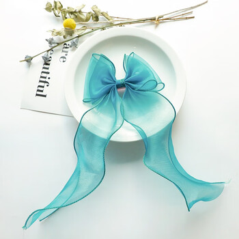 小蚊子新款超仙丝带蝴蝶结顶夹飘带儿童公主发夹头饰发带新娘婚纱头饰