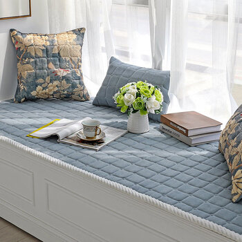 飘窗垫窗台垫四季通用网红阳台垫子轻奢简约现代窗户榻榻米定做牛仔蓝