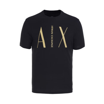 阿玛尼(armani)男士t恤 奢侈品字母印花图案 短袖 98467 黑色 xl