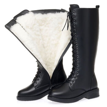 芭曼萱加特厚长筒靴女东北雪地靴加绒保暖高筒马丁靴不过膝长靴棉靴子