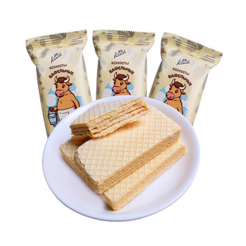 康吉(konti)俄罗斯康吉(konti)品牌大牛威化饼干 牛奶味威化500g*1袋