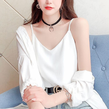 吊带背心女外穿夏季雪纺v字领吊带背心女可调节肩带内搭打底可外穿大