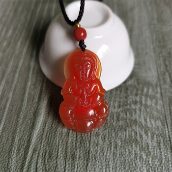 溯悠红玉吊坠髓观音菩萨男女款玉石挂件玉坠观世音项链平安玉佩红色
