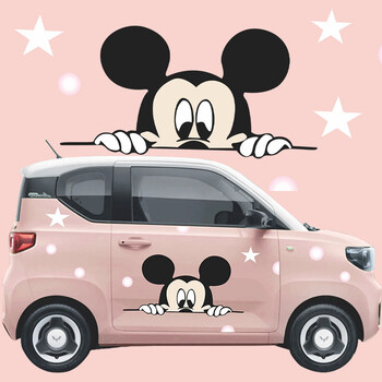 五菱宏光mini马卡龙新能源汽车卡通车身贴纸米奇米妮可爱装饰拉花