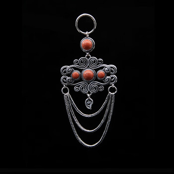 昂朗民族风胸挂925银子蒙古元素蒙古袍特色配饰复古胸针民族服饰饰品