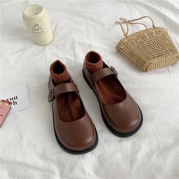 品抉青少女大童皮鞋大女童初中生高中学生夏天穿的日系平底玛丽珍单鞋