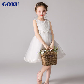 goku女童礼服夏季2024新款洋气公主裙生日儿童裙子小女孩主持人连衣裙