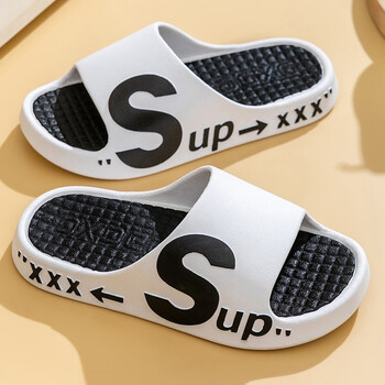 拖鞋夏季室内外穿沙滩鞋防滑厚底踩屎感居家情侣一字拖鞋男白色3637码