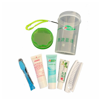絮实 酒店洗漱套装 出差旅游套装 漱口杯 牙刷 牙膏 梳子 洗发露 沐浴露6件套装