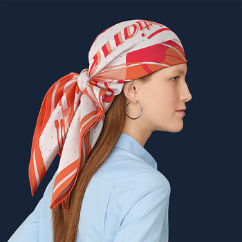 hermes爱马仕轻快马车混搭90厘米方巾预售淡粉色橙色红色90x90厘米