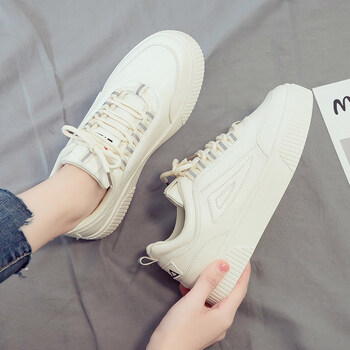 夏天穿的小白鞋女生平板鞋中学生休闲新款高中生夏季初中生525米色35