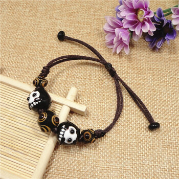 山水名物日式琉璃达摩手链六眼天珠情侣款情人节 黑14mm直径达摩简单