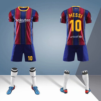 并力巴萨球衣短袖球员版9号苏亚雷斯10号梅西球衣主场巴塞罗那队服