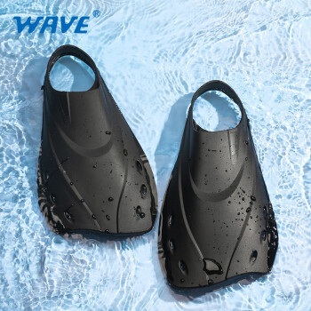 WAVEwave游泳脚蹼男女士蛙鞋套脚成人蛙泳自由浮潜潜水装备辅助 黑色 S尺码适合36-39