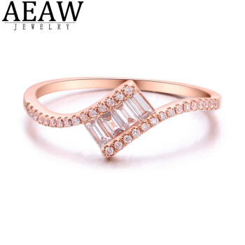 AEAW Jewelry18K玫瑰金培育钻戒指女直方半满钻排戒轻奢定制款 总0.29克拉