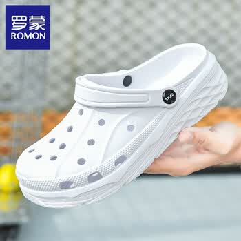 罗蒙(romon)洞洞鞋男夏季包头溯溪防滑沙滩凉拖鞋开车豆豆拖鞋男户外