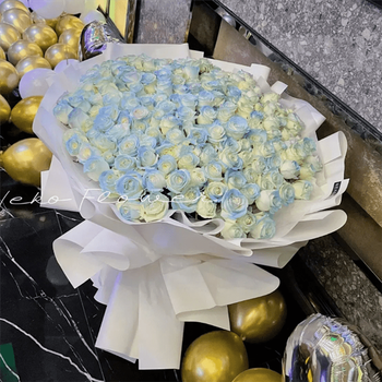 馨冠520情人节鲜花速递网红碎冰蓝渐变色玫瑰花束鲜花全国同城配送 99