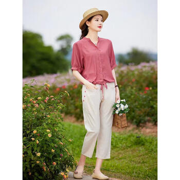 禾禾布衣真值女装素订蚕素女装夏季新款简约优雅气质通勤日常显瘦套m