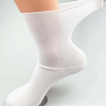 mgsuv2-5双 棉松口袜子男士加肥加大码纯色运动中老年四季休闲吸汗 白