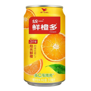 统一鲜橙多310ml罐装橙汁饮料维生素c果味易拉罐夏季饮品听装 【12