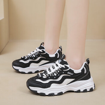 361断码女鞋2023新款高中生秋季休闲运动老爹鞋女学生初中生鞋子白黑