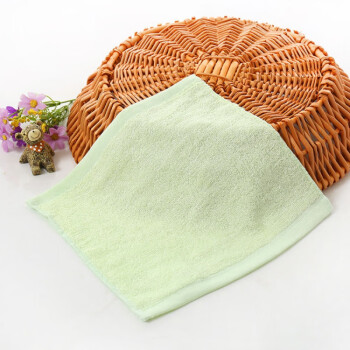 柔软美容洗脸面巾吸水四方巾全棉正方形绿色2条装带挂钩3030厘米方巾