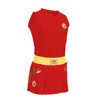 九日山散打龙服男女比赛武术散打比赛服装龙纹短裤散打服表演红色女款