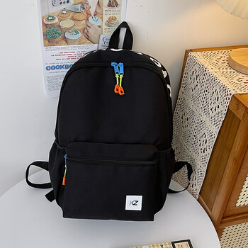 dsn撞色可爱书包初中女生高中生轻便拼色双肩包高颜值大学生个性黑色