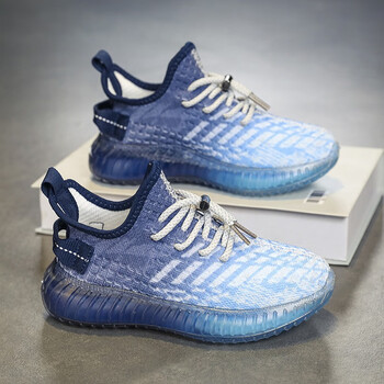 椰子鞋一脚蹬夏季新款6到14岁男女童夏天网面透气薄款运动鞋蓝色38码