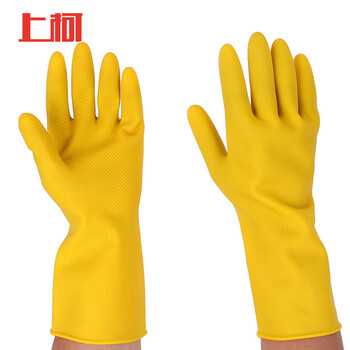 上柯b085 上柯b086 橡胶手套防滑耐磨乳胶橡胶手套餐饮洗碗牛筋手套长款耐用乳胶手套m码 掌宽8 9cm 行情报价价格评测 京东