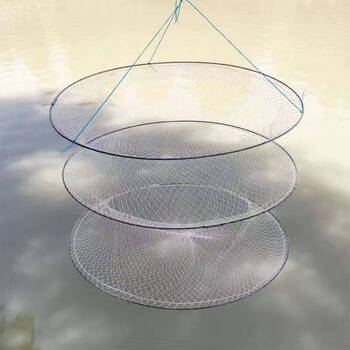 瑚玑钓虾笼圆形钓龙虾网捕龙虾神器三层简易可折叠虾笼三圈小网兜譄拉