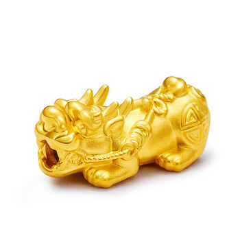 11金哲珠宝 老凤凰999足金黄金单个貔貅3d硬金转运珠串珠手链 足金