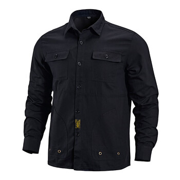 云郢德国军官服 二战德国多袋衬衫男纯棉耐磨军旅风军事记者 黑色 m