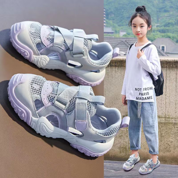 纤多洛女童运动凉鞋3到12岁夏季新款女孩时尚一二年级网面透气软底鞋