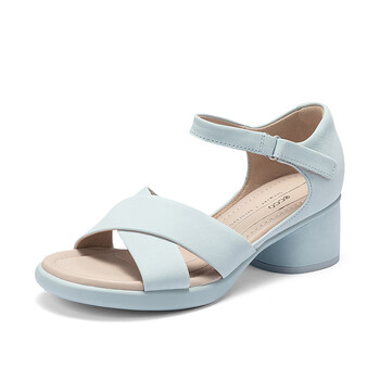 爱步ecco凉鞋女鞋新款粗高跟凉鞋雕塑奢华222773天空蓝2227730269635