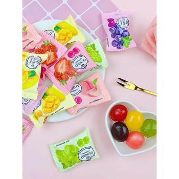 hywlkj雅伯果汁糖混装q弹软糖500g草莓味芒果味网红结婚庆喜糖散装