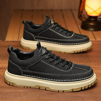 零度e族2024新款男鞋春季休闲鞋子男潮鞋男士板鞋平底工装复古港风