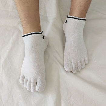 五指袜男棉短款五只脚趾袜子男士吸汗春秋季薄款船袜男男士低腰白色