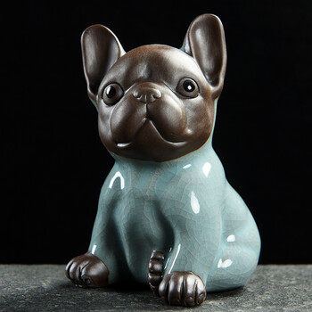 浣彩陶瓷狗摆件风水旺财生肖狗年吉祥物客厅电视柜家居
