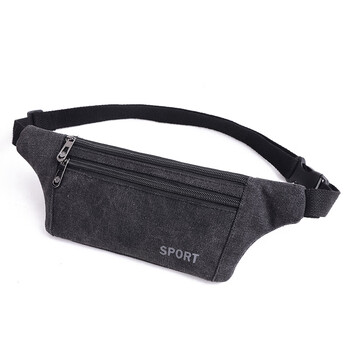 wafi帆布腰包纯帆布贴身腰包手机腰包 男士运动户外休闲 跑步 黑色