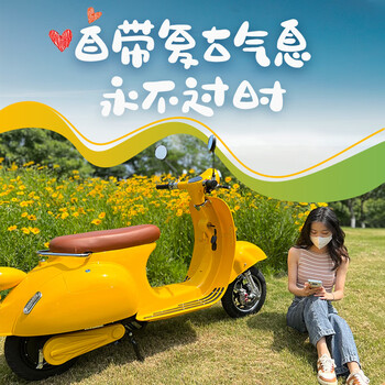 坤豪罗马假日电动车vespa网红电瓶车复古摩托车6072v电摩大黄蜂踏板车