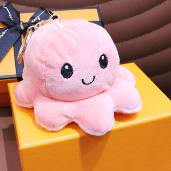 杰派洛情侣钥匙扣一对创意创意翻转变脸小章鱼毛绒钥匙扣可爱网红汽车