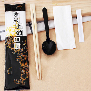 50套装,外卖打包筷子勺子纸巾牙签独立包装四合一用具 舌尖上的中国