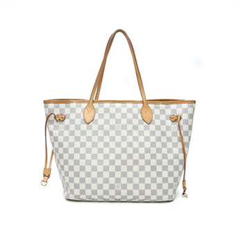 路易威登lv neverfull白色棋盘格中号女士手提包