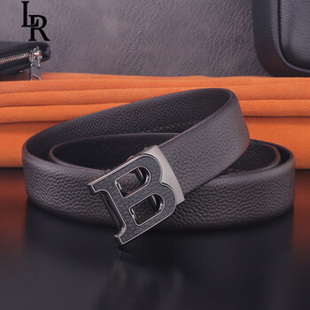 lerogeni奢侈品牌b字母g皮带男士潮流时尚软皮自动扣青年腰带百搭时尚