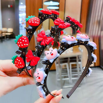 秋曾儿童卡通发箍编发神器女童发饰卡通小孩发卡头箍碎发头饰带齿防滑