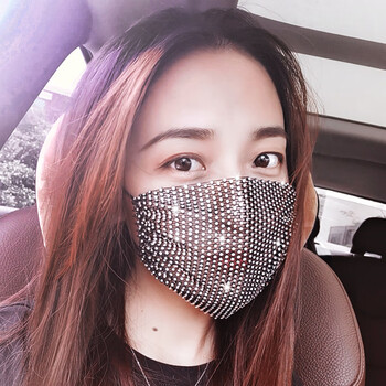 带钻口罩女夏天满钻网红抖音同款镶钻装饰时尚女神水钻薄款透气潮带钻