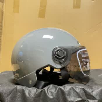 小牛电动车头盔水泥灰3c认证新款复古夏季四季通用透明镜片头盔 茶色