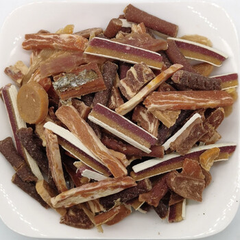 500克猫狗零食鸡胸肉干牛肉粒条鸡肉碎磨牙棒宠物食品混合零食边角料